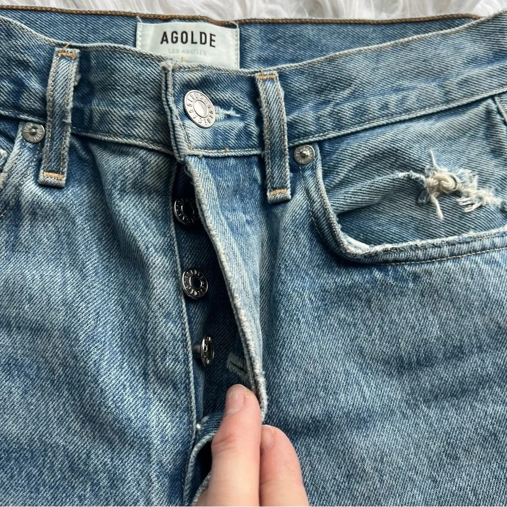 Agolde Light Blue High Rise Ripped Jeans - Picture 8 of 13